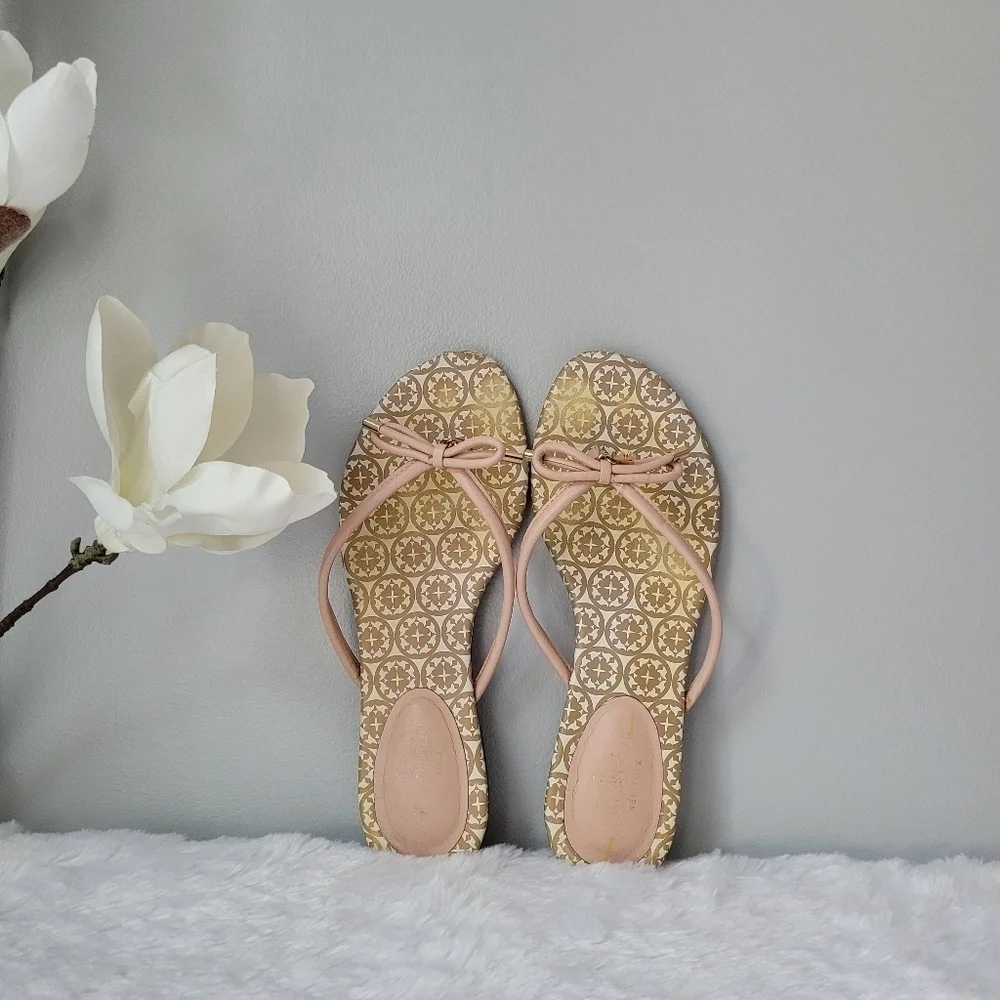 KATE SPADE Leather Printed Flip Flops